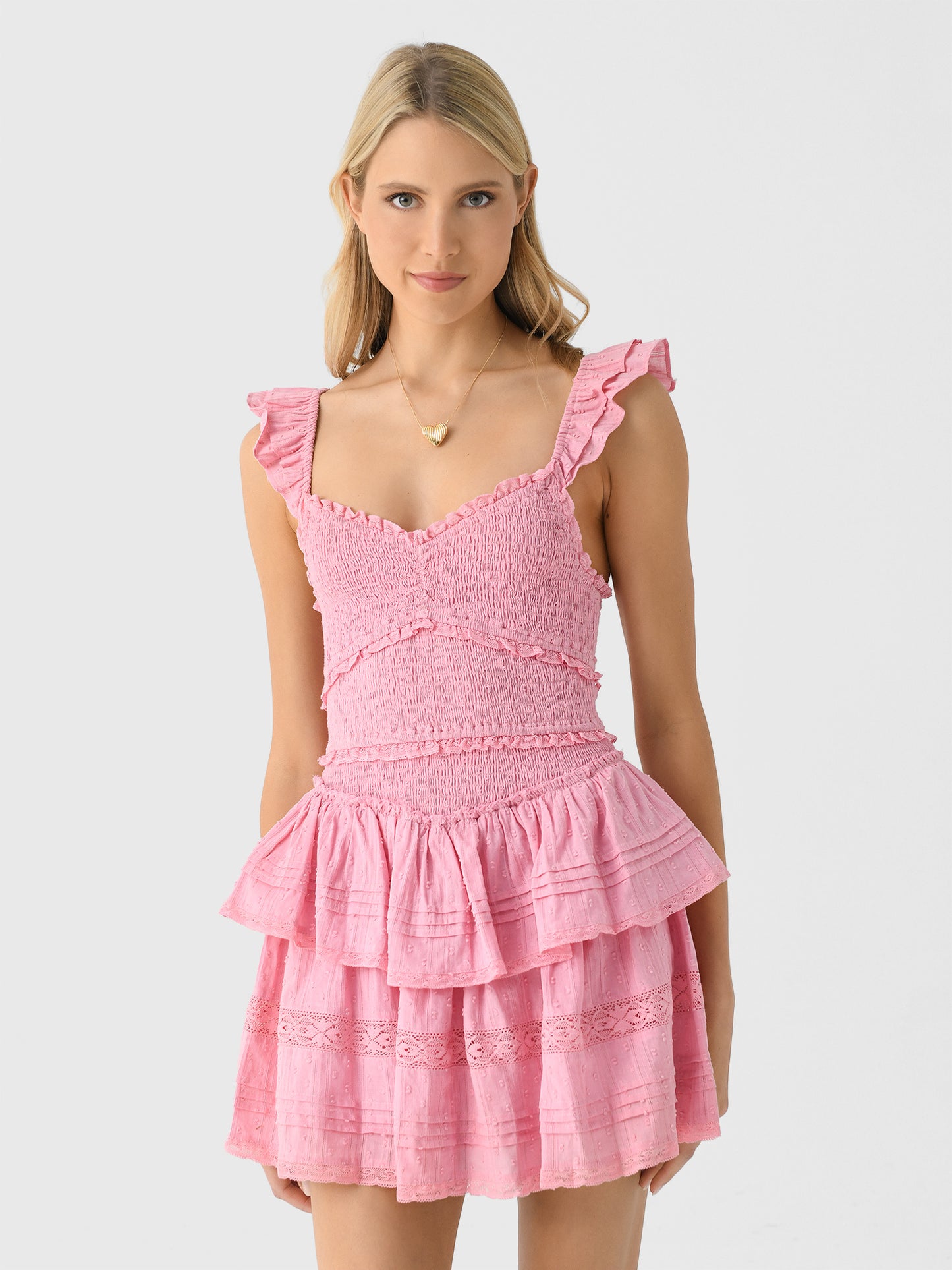 LoveShackFancy Women's Lovine Cotton Smocked Mini Dress - Saint Bernard