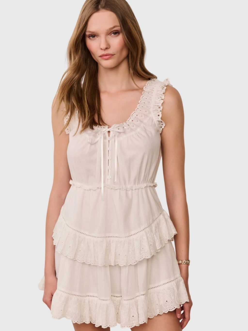LoveShackFancy Women's Zayan Heart Eyelet Cotton Mini Dress - Saint Bernard