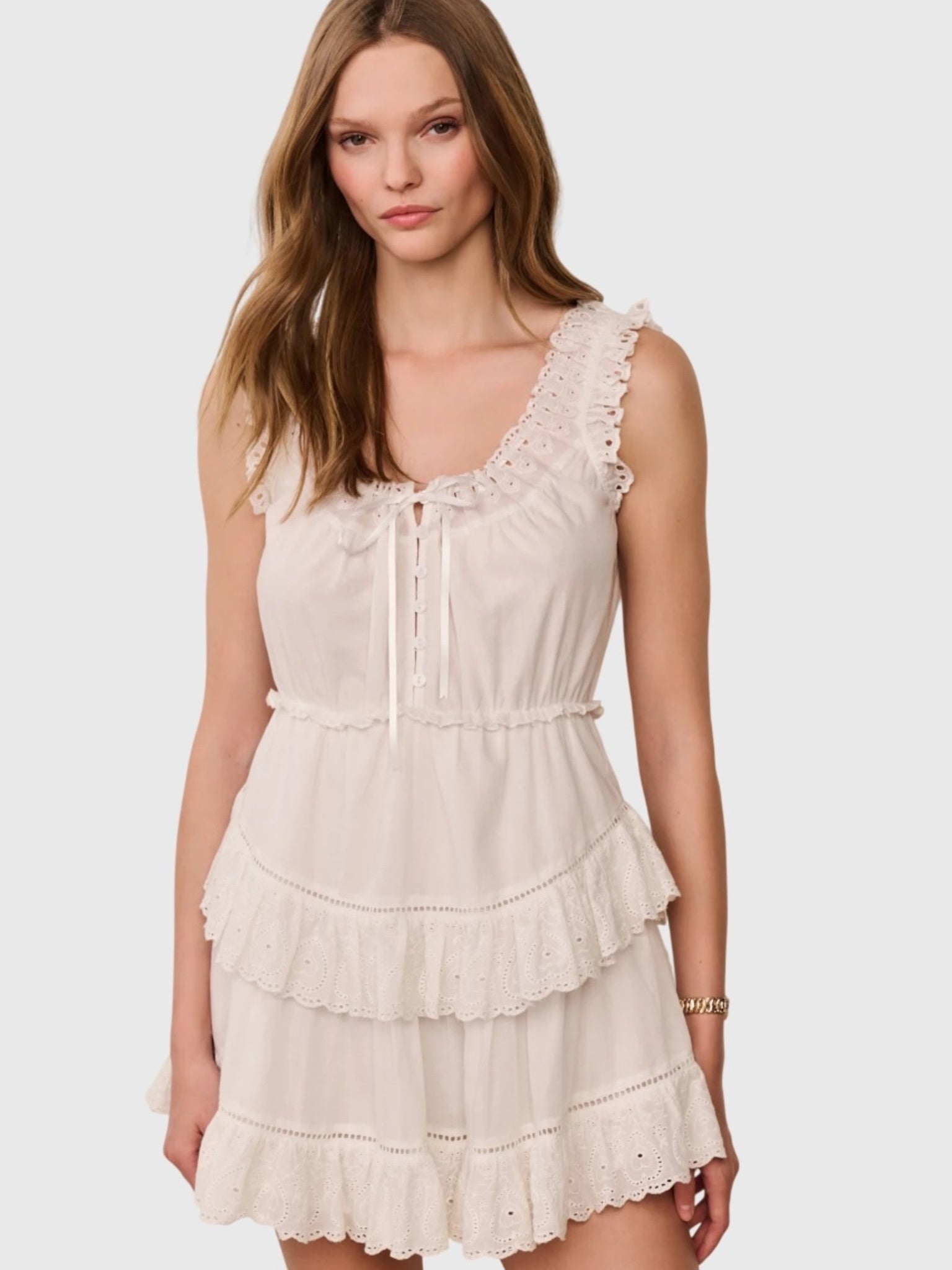 LoveShackFancy Women's Zayan Heart Eyelet Cotton Mini Dress - Saint Bernard