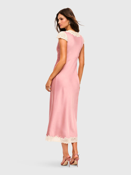 LoveShackFancy Women's Para Satin & Lace Midi Dress