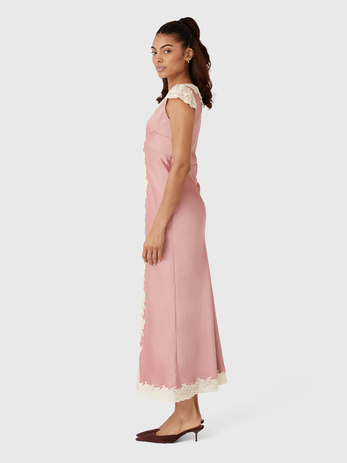 LoveShackFancy Women's Para Satin & Lace Midi Dress - Saint Bernard