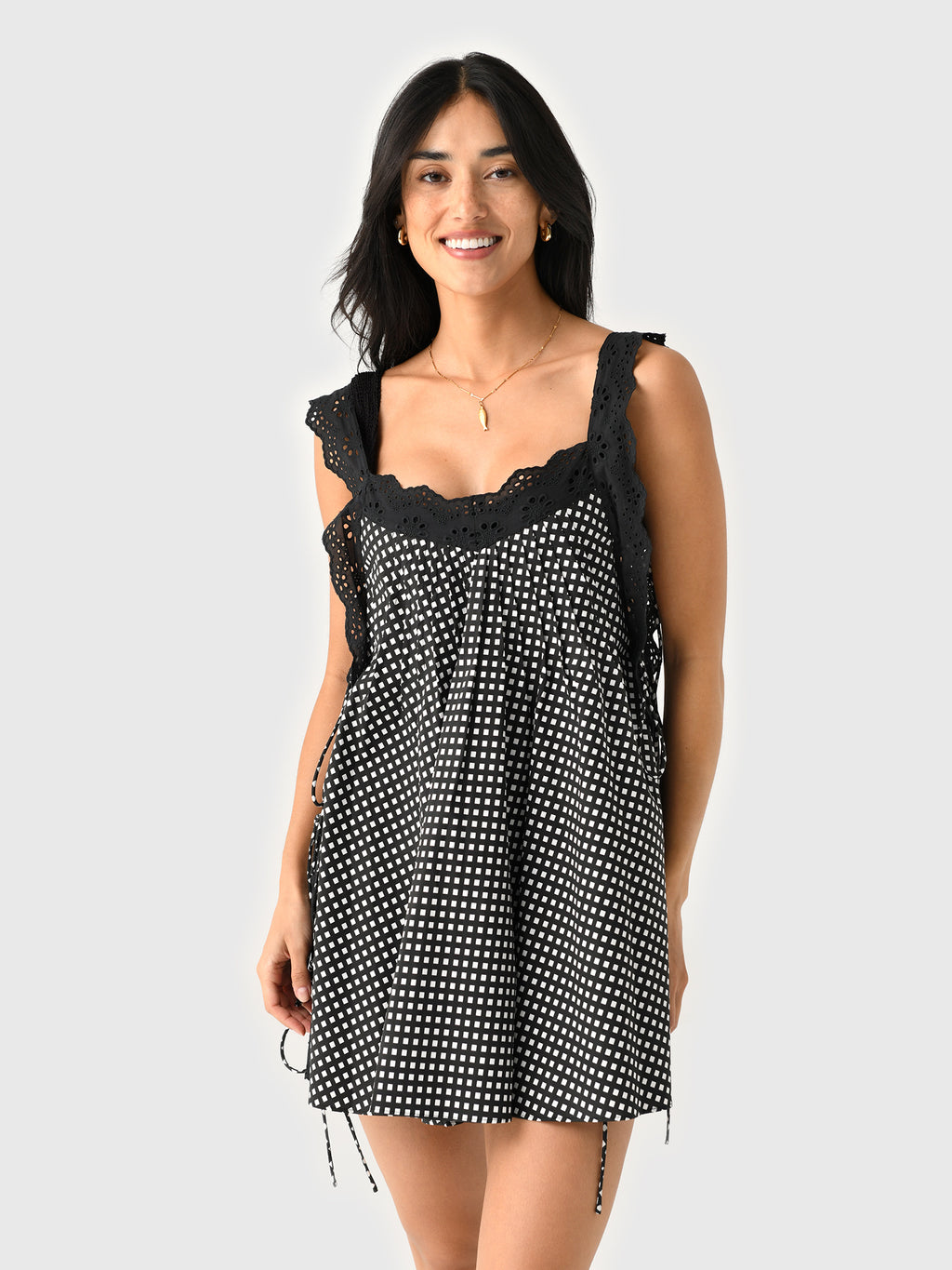 Caroline Constas Women's Lucilla Eyelet Trimmed Open Back Mini Dress - Saint Bernard