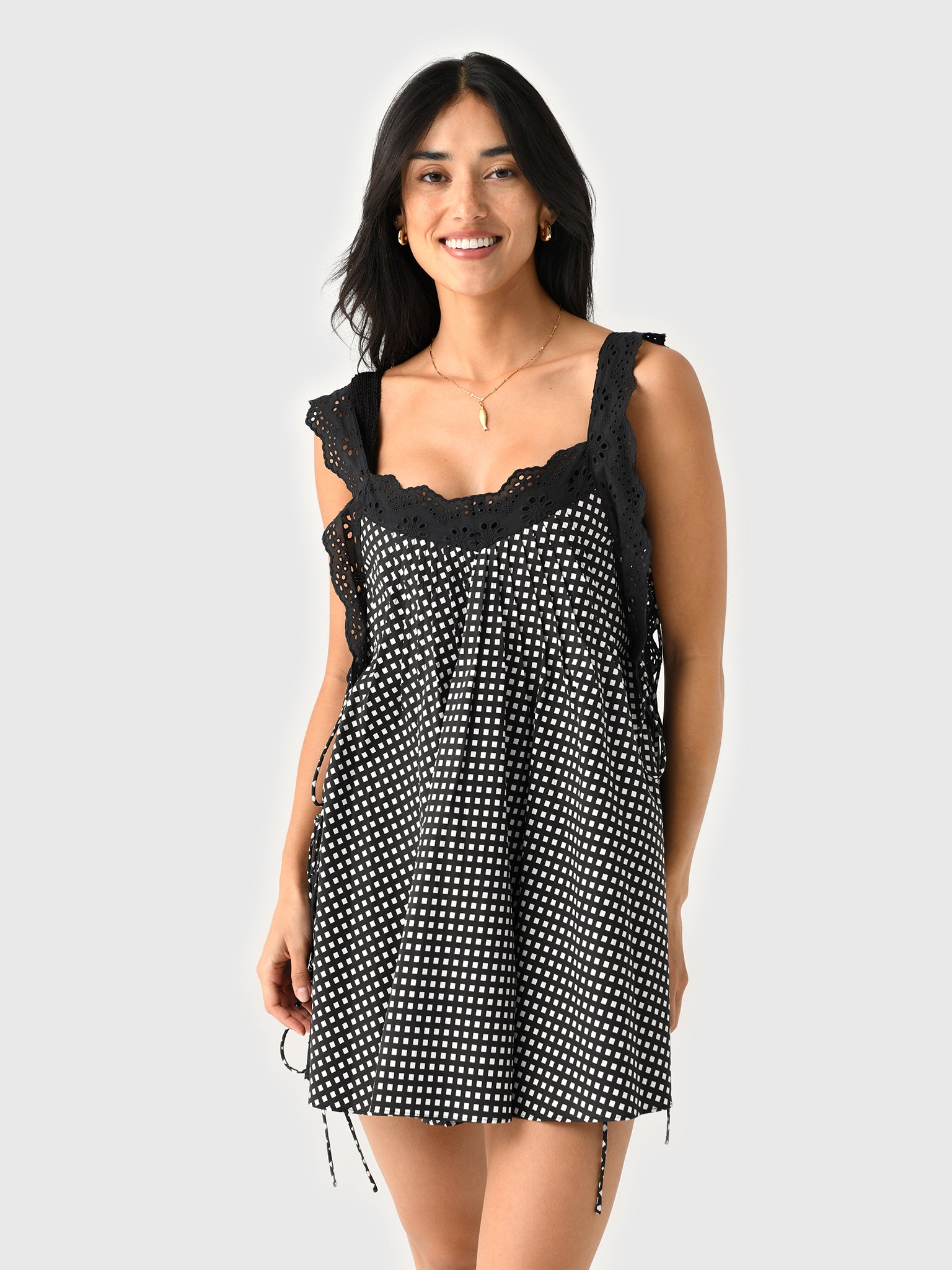 Caroline Constas Women's Lucilla Eyelet Trimmed Open Back Mini Dress - Saint Bernard