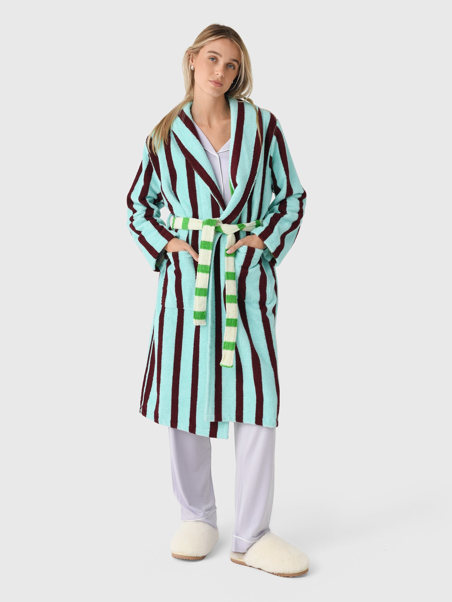 Dusen Dusen Women's Willow Stripe Bathrobe - Saint Bernard