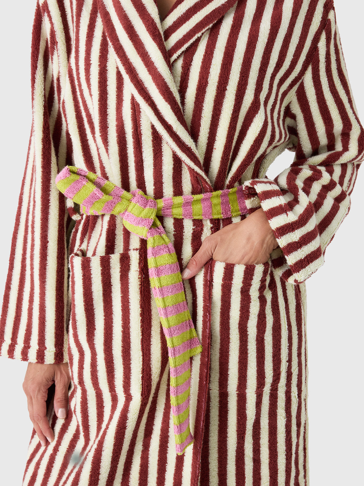 Dusen Dusen Women's Caterpillar Stripe Bathrobe - Saint Bernard