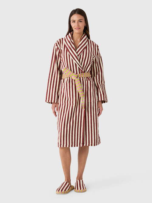 Dusen Dusen Women's Caterpillar Stripe Bathrobe - Saint Bernard