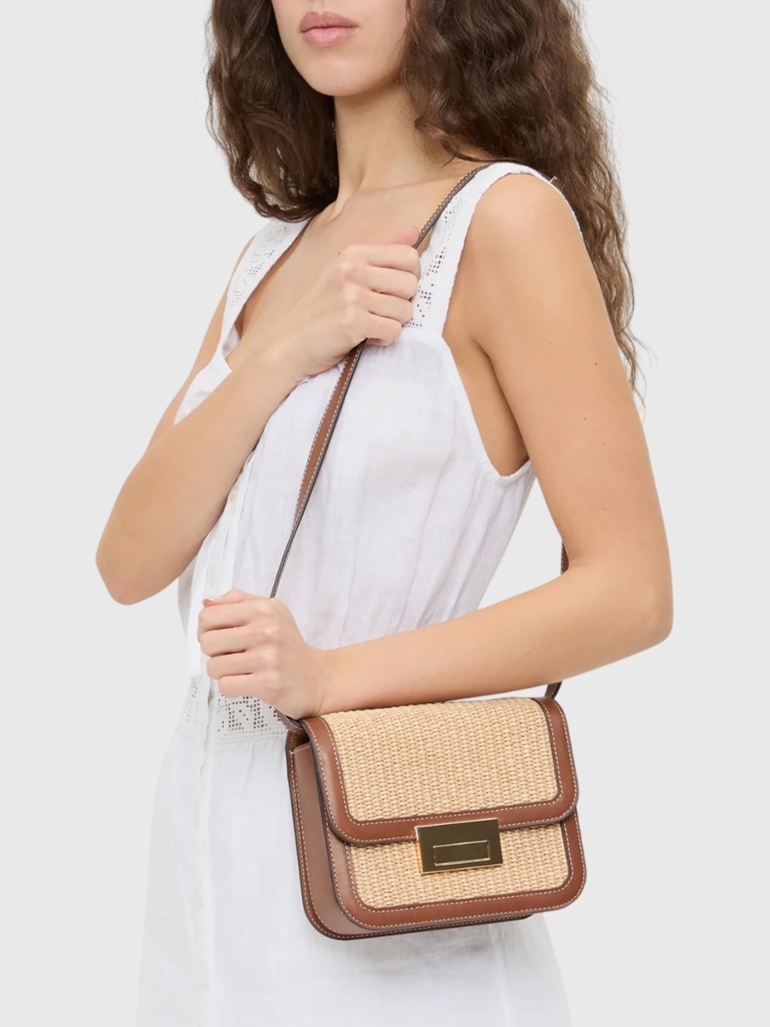 Loeffler Randall Desi Straw Crossbody Bag - Saint Bernard