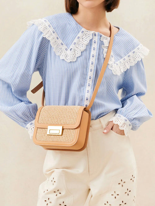 Loeffler Randall Desi Straw Crossbody Bag