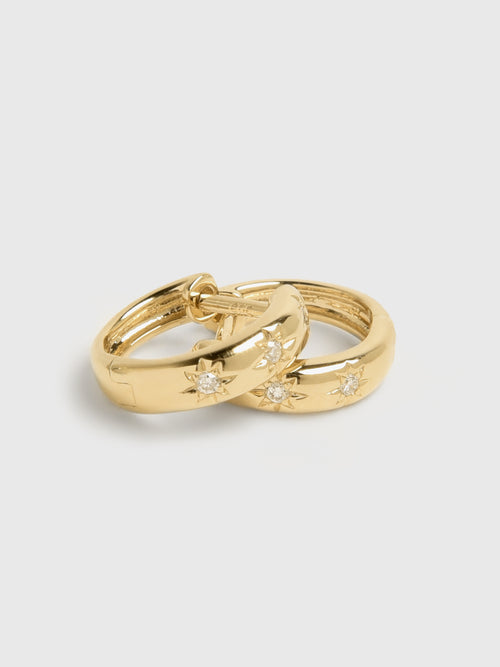 Francie B. Diamond Star Huggie Earrings