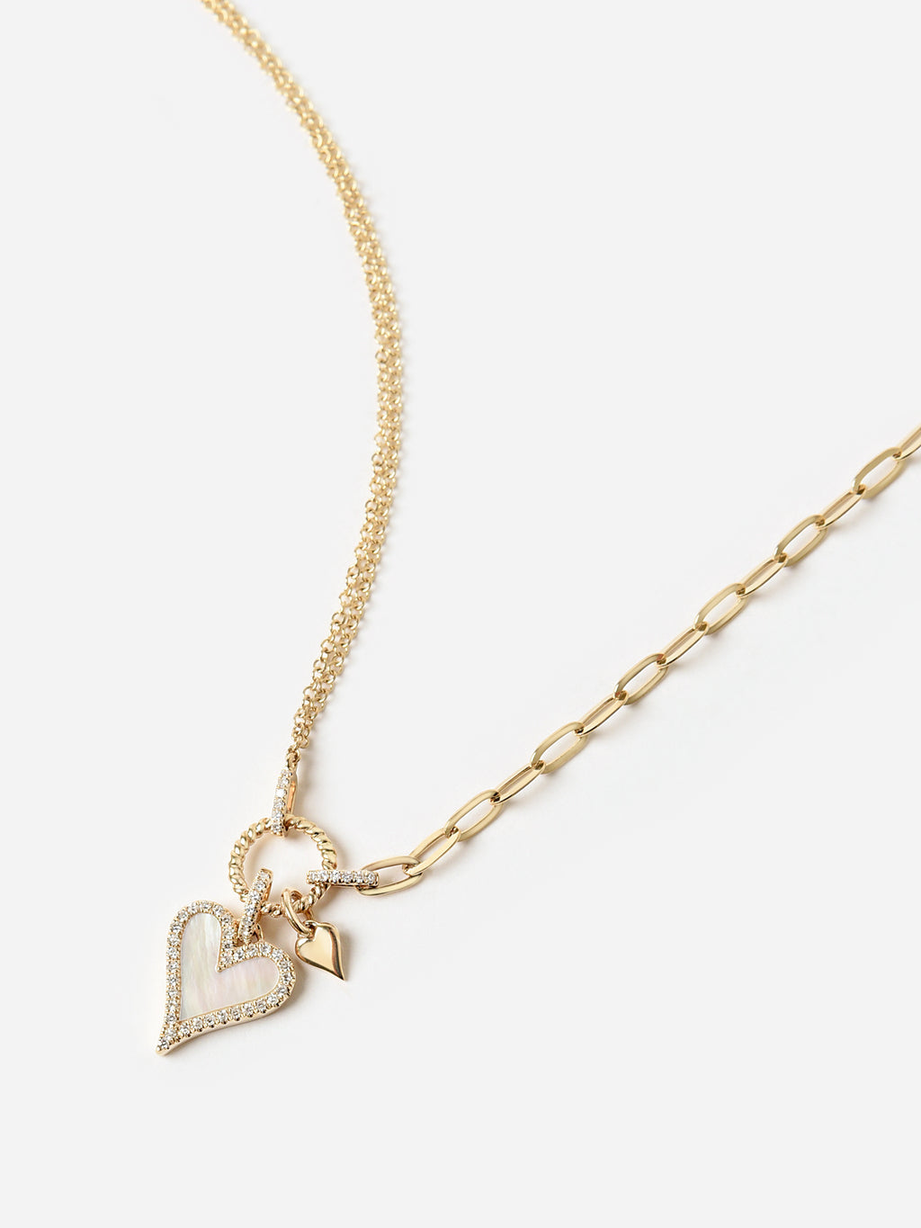 Francie B. Double Chain Heart Necklace - Saint Bernard