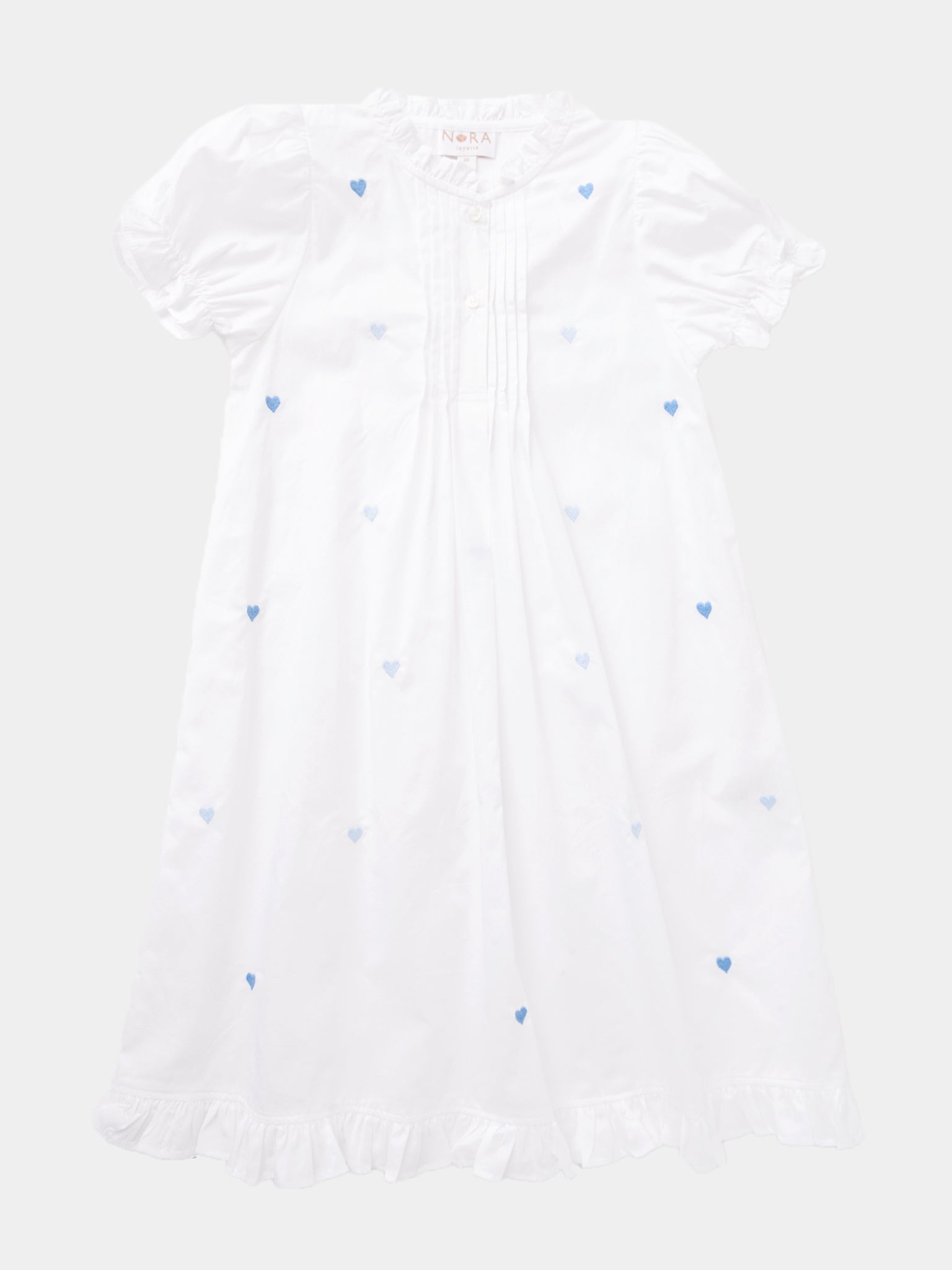 Lenora Girls' Nightdress With Embroidered Hearts - Saint Bernard