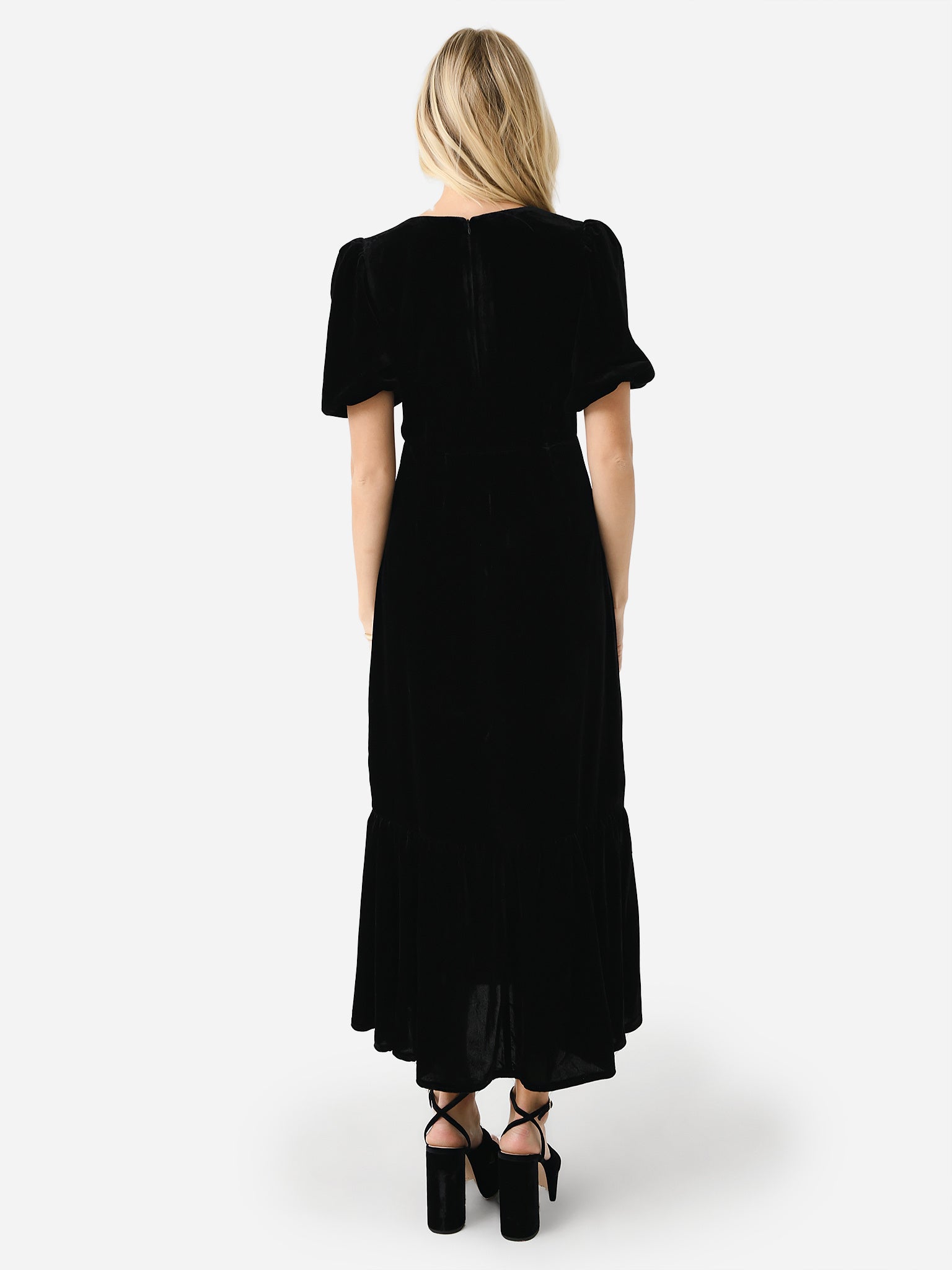 rhode black velvet dress RHODE Sweetheart Velvet Slim Midi Dress
