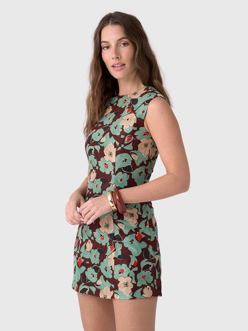 Lovaan Women's Harper Mini Dress, Echo Floral, Linen | Size: US10/AU14