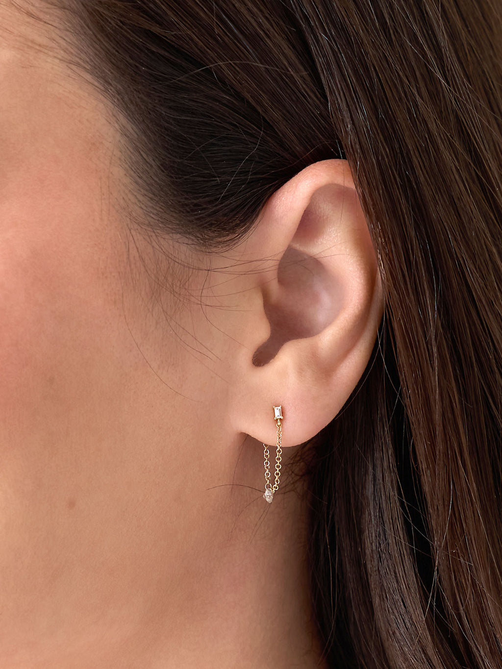 Diamond Drop Chain EarringsxGOLD-alt1