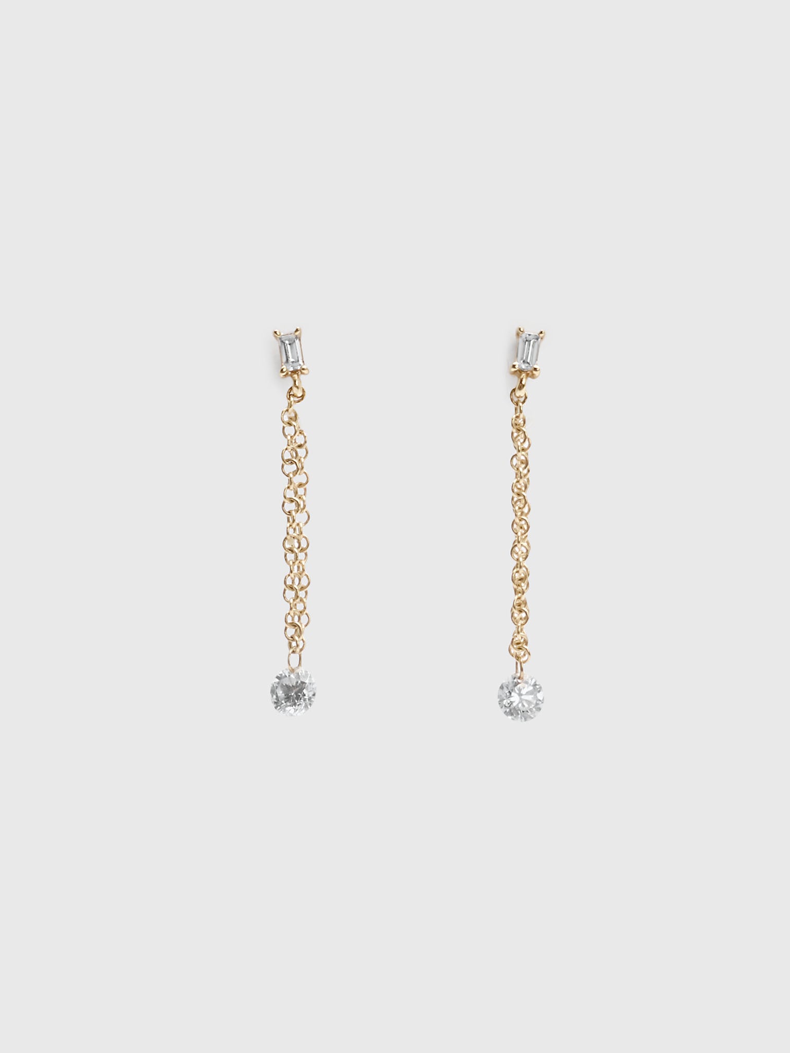 Diamond Drop Chain EarringsxGOLD-alt2