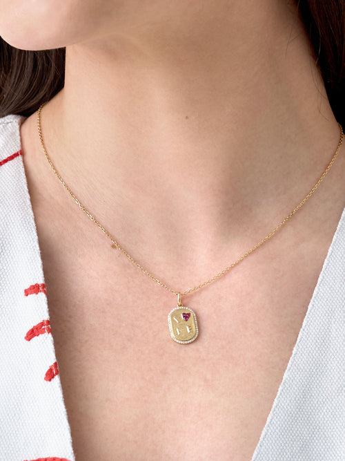 Francie B. Diamond Love Dog Tag Necklace