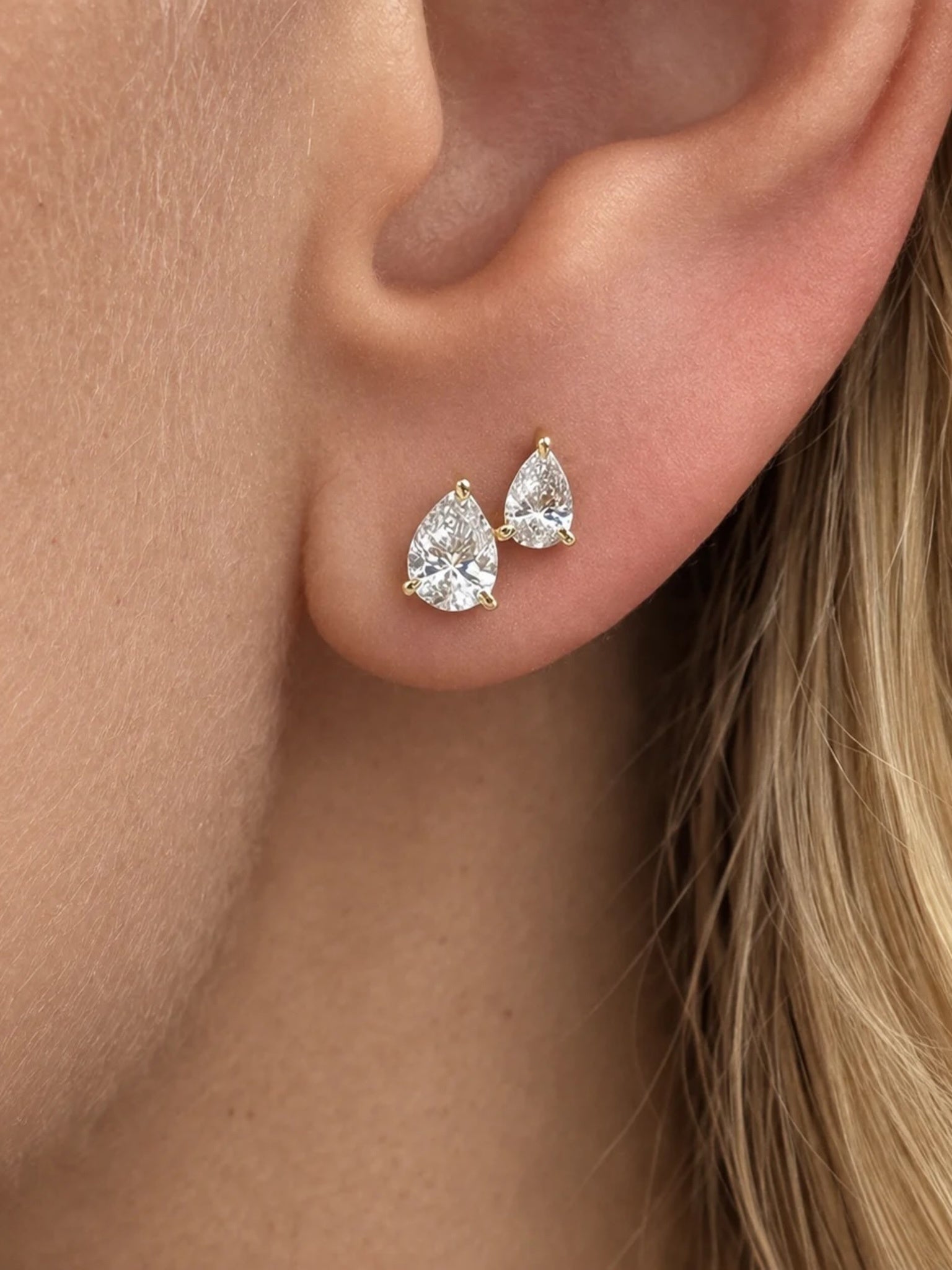 S. Bell Double Diamond Pear Stud Earrings - Saint Bernard