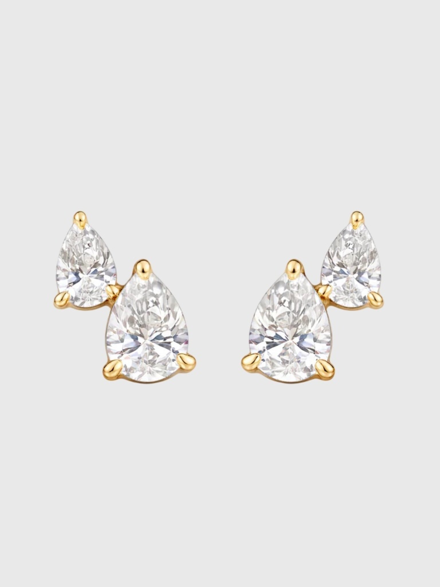 S. Bell Double Diamond Pear Stud Earrings - Saint Bernard