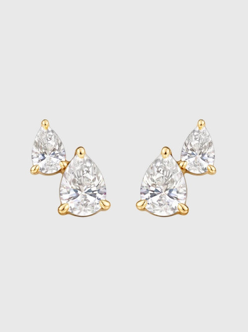 S. Bell Double Diamond Pear Stud Earrings