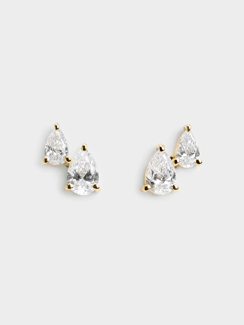 S. Bell Double Diamond Pear Stud Earrings