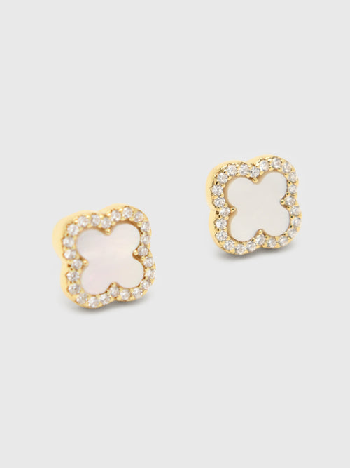 Electric Picks White Icon Stud Earrings