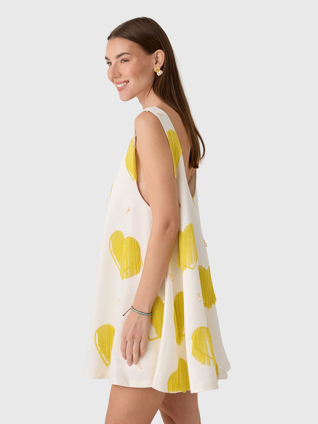 La Vie Women's Beaded Fringe Hearts Mini Swing Dress - Saint Bernard