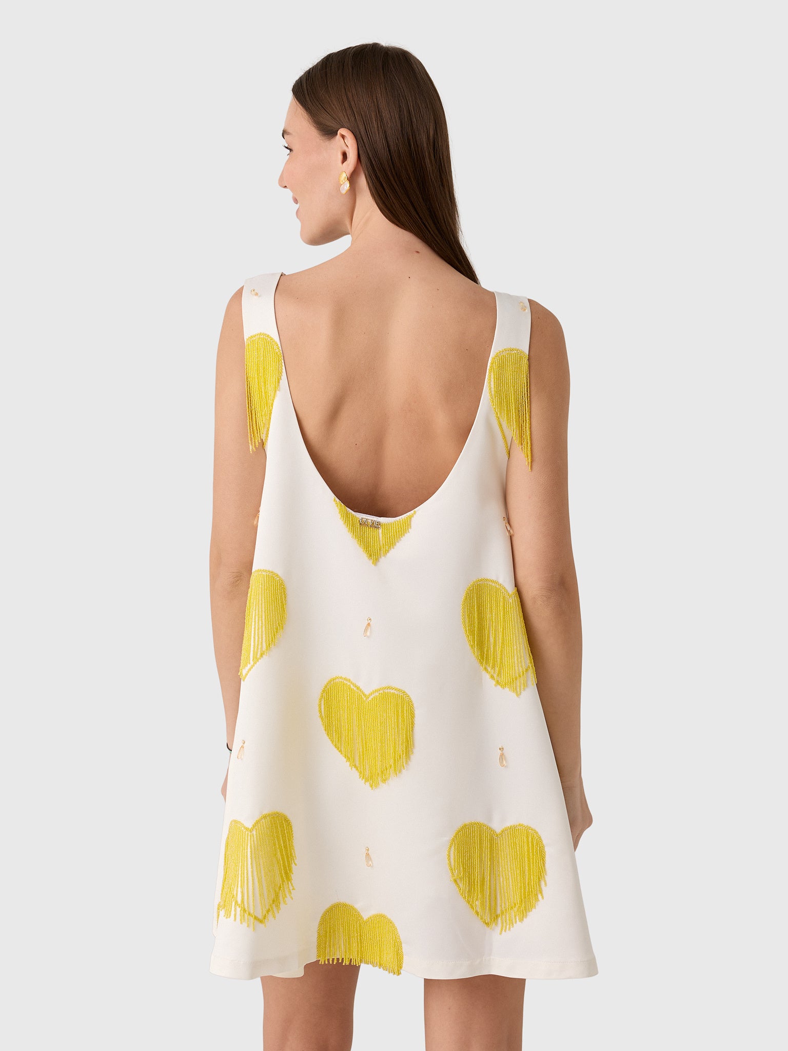 La Vie Women's Beaded Fringe Hearts Mini Swing Dress - Saint Bernard