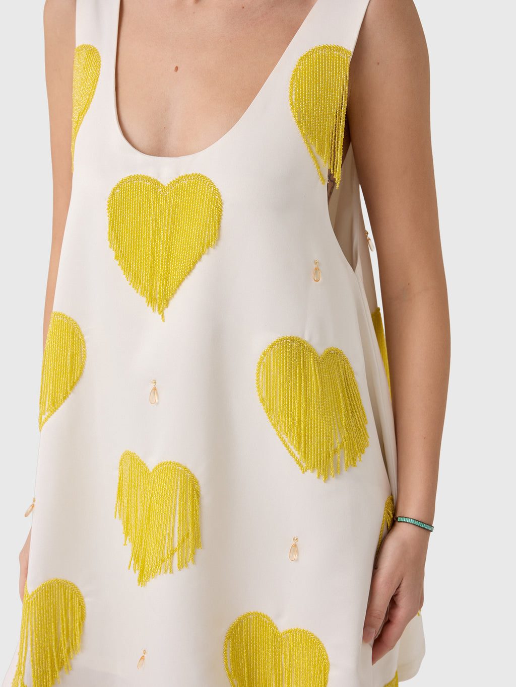 La Vie Women's Beaded Fringe Hearts Mini Swing Dress - Saint Bernard