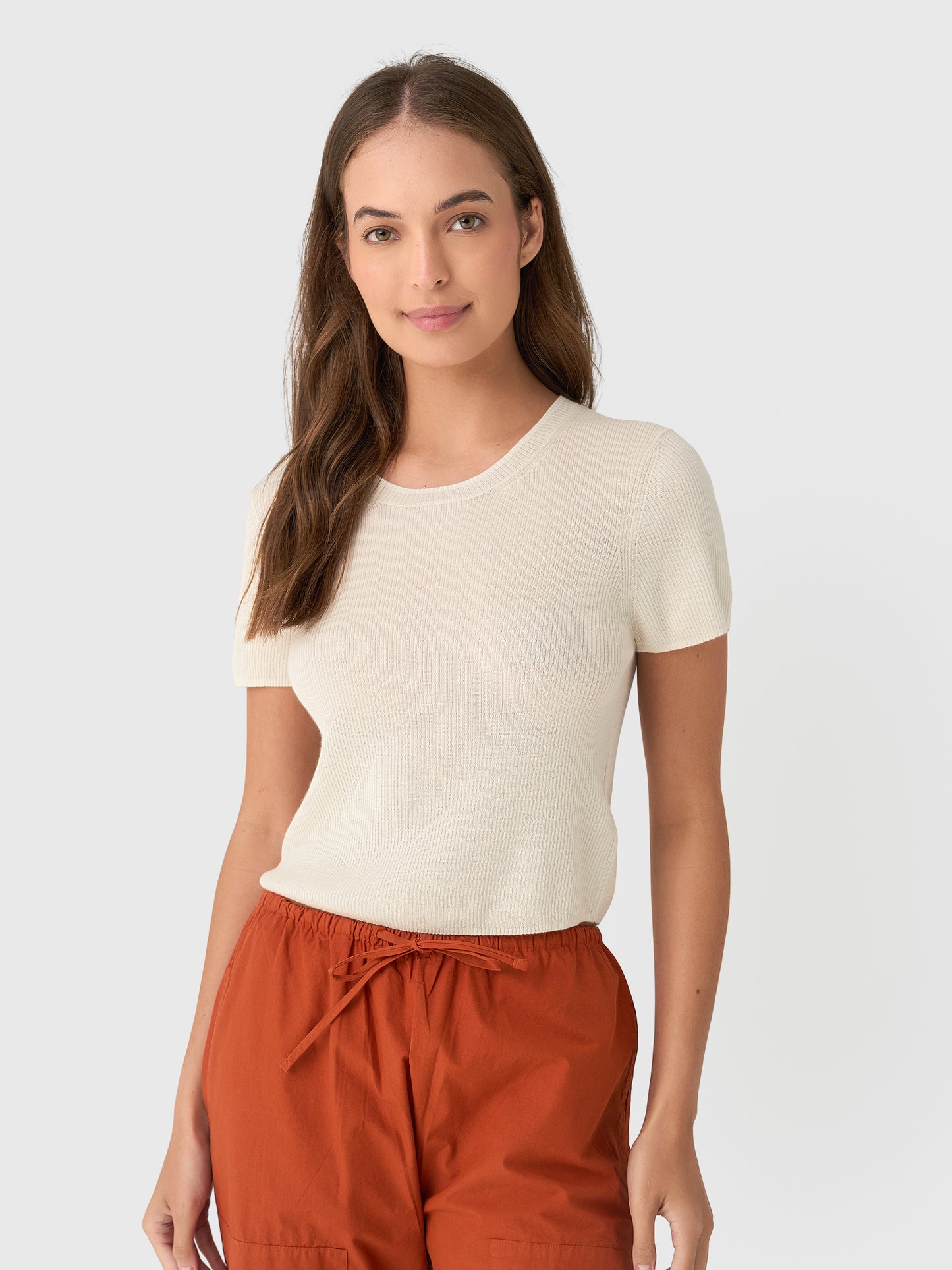 Eterne Women's Rib Stitch Baby Tee - Saint Bernard