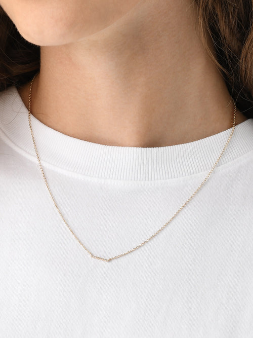 EF Collection Diamond Mini Bar Necklace