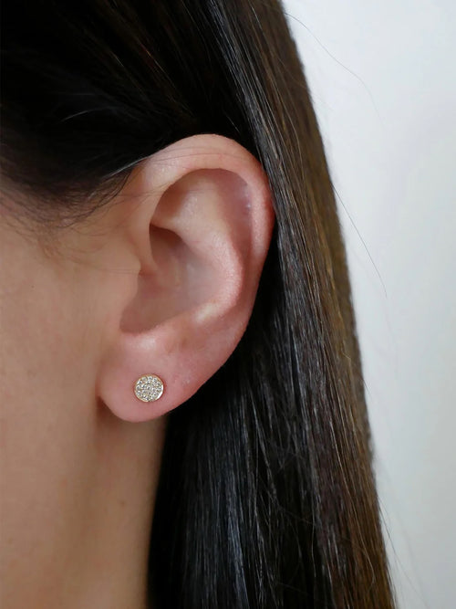 EF Collection Diamond Mini Disc Stud Earrings