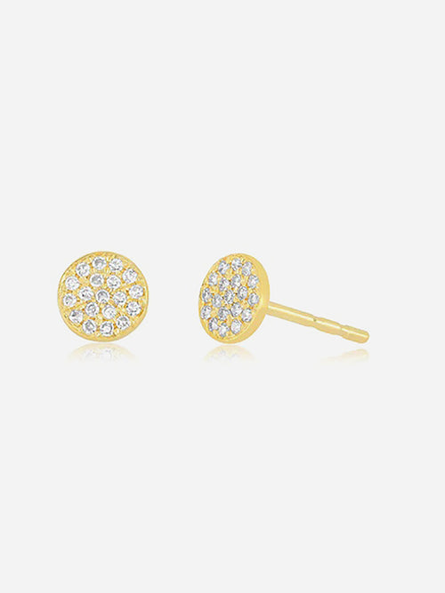 EF Collection Diamond Mini Disc Stud Earrings