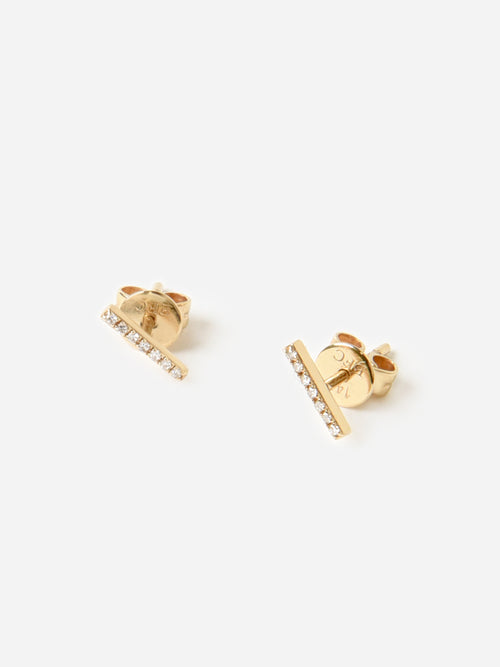 EF Collection Diamond Bar Stud Earrings