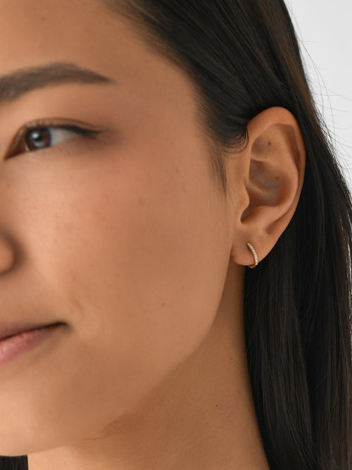 EF Collection Diamond Mini Huggie Earrings