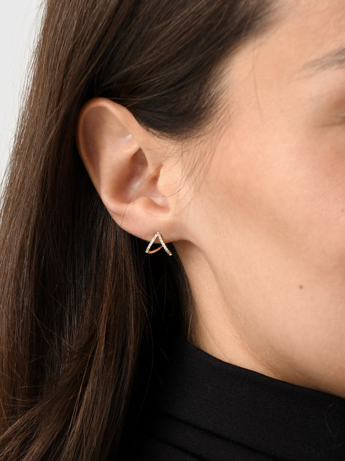 EF Collection Diamond Chevron Huggie Earrings