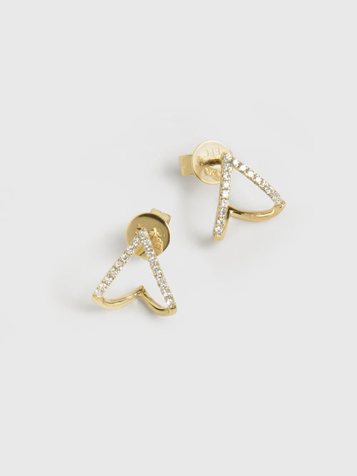 EF Collection Diamond Chevron Huggie Earrings