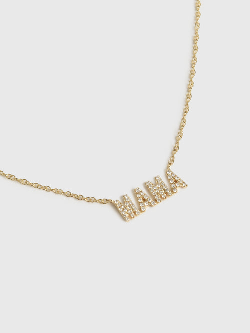 EF Collection Diamond Block Mama Necklace