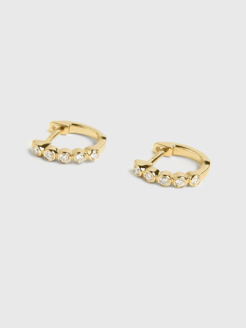 EF Collection Diamond Bezel Mini Huggie Earrings