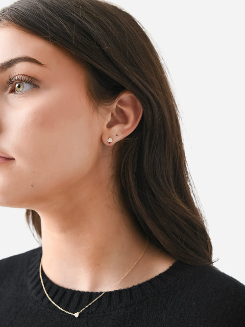 EF Collection Women's Baby Diamond Heart Stud Earrings