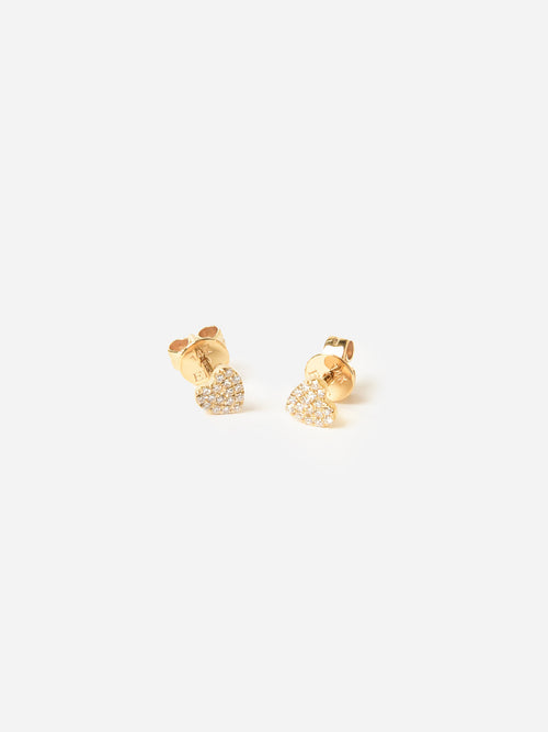 EF Collection Women's Baby Diamond Heart Stud Earrings