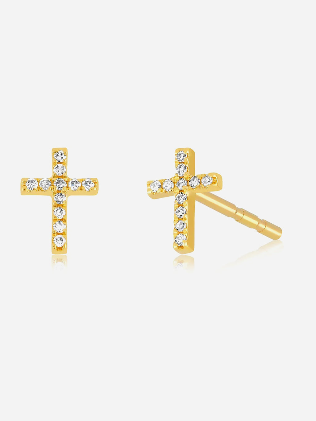 EF Collection Diamond Mini Cross Stud Earrings - Saint Bernard