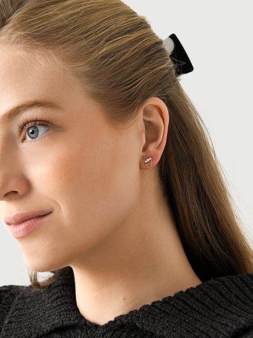 EF Collection Graduated Diamond Bar Chain Stud Earrings