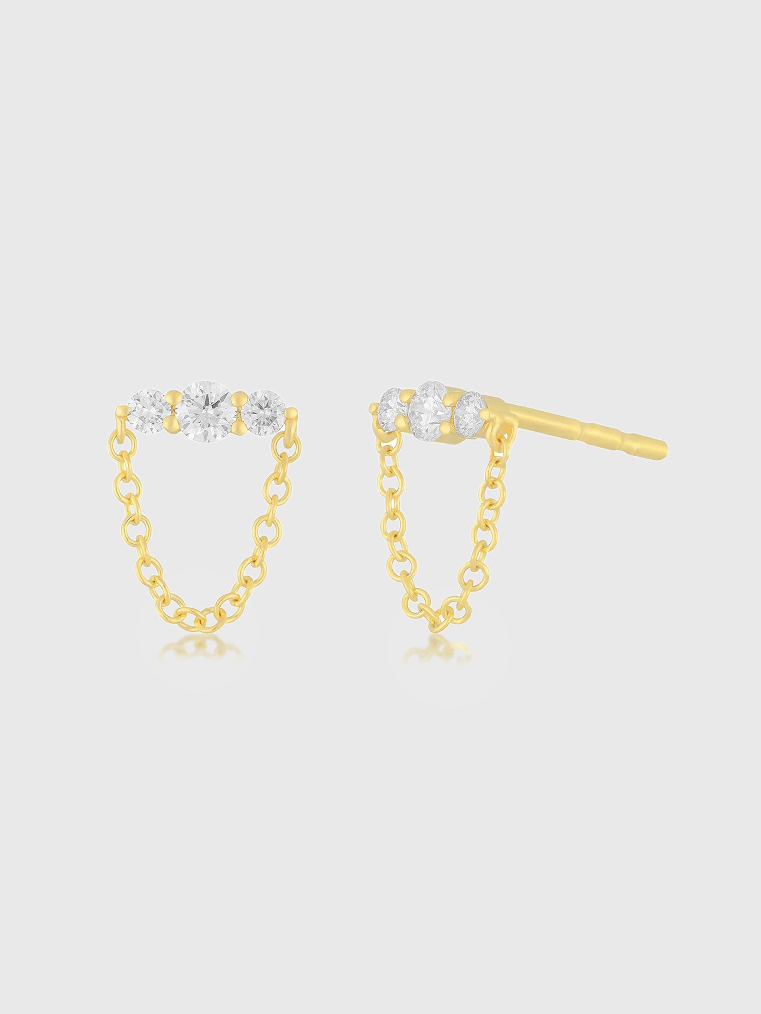 EF Collection Graduated Diamond Bar Chain Stud Earrings - Saint Bernard