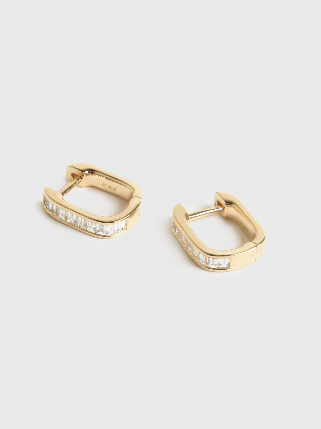 EF Collection Diamond Baguette Jumbo Lola Huggie Earrings - Saint Bernard