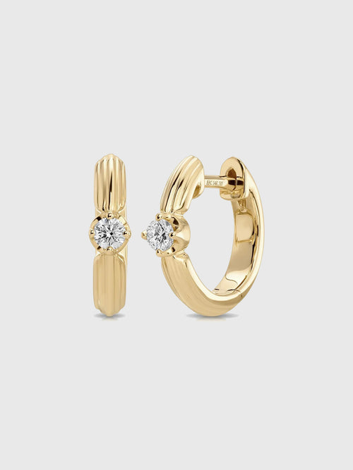 EF Collection Diamond Zoe Huggie Earrings
