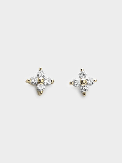 EF Collection Diamond Fleur Stud Earrings