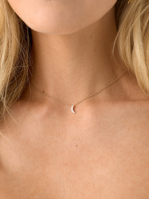 EF Collection Full Cut Diamond Crescent Choker Necklace