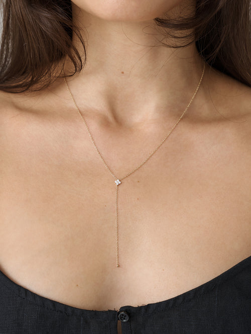 EF Collection Diamond Fleur Lariat Necklace