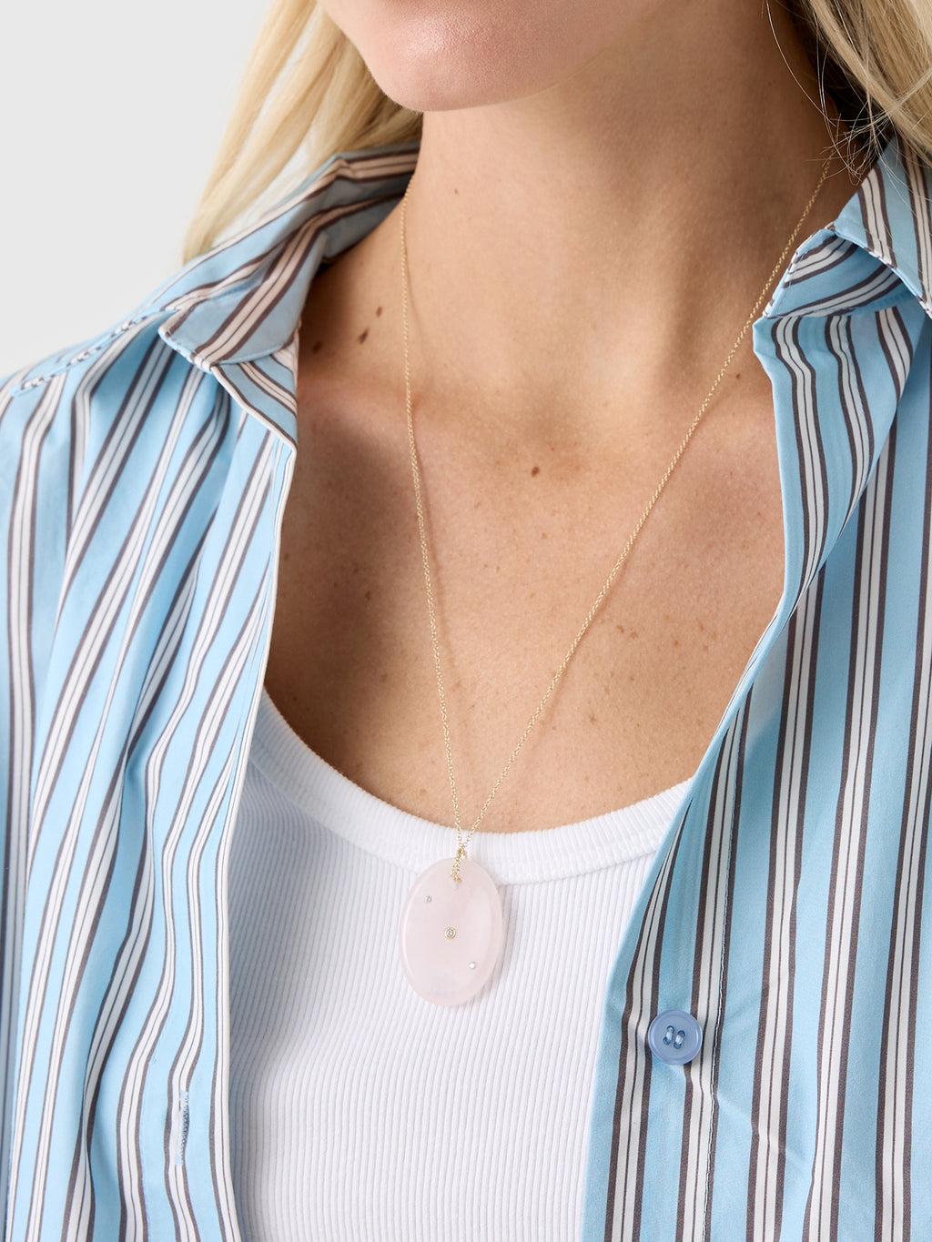EF Collection Rose Quartz Aura Necklace - Saint Bernard
