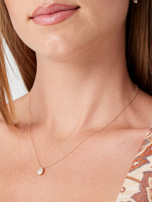 EF Collection Floating Bezel Set Pear Diamond Necklace
